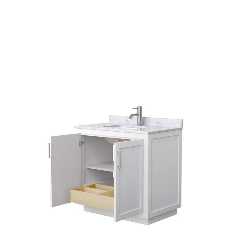 Miranda Single Vanity Set, White Carrara Marble Top, No Mirror