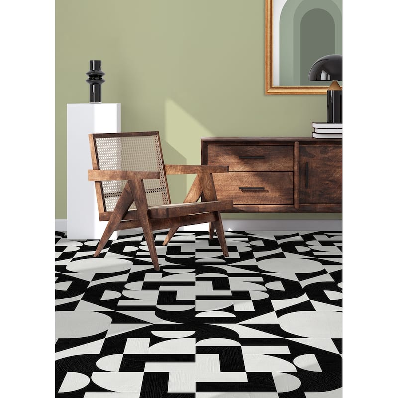 Very Gay Paint Gia Metric Black and White Peel and Stick Floor Tiles
