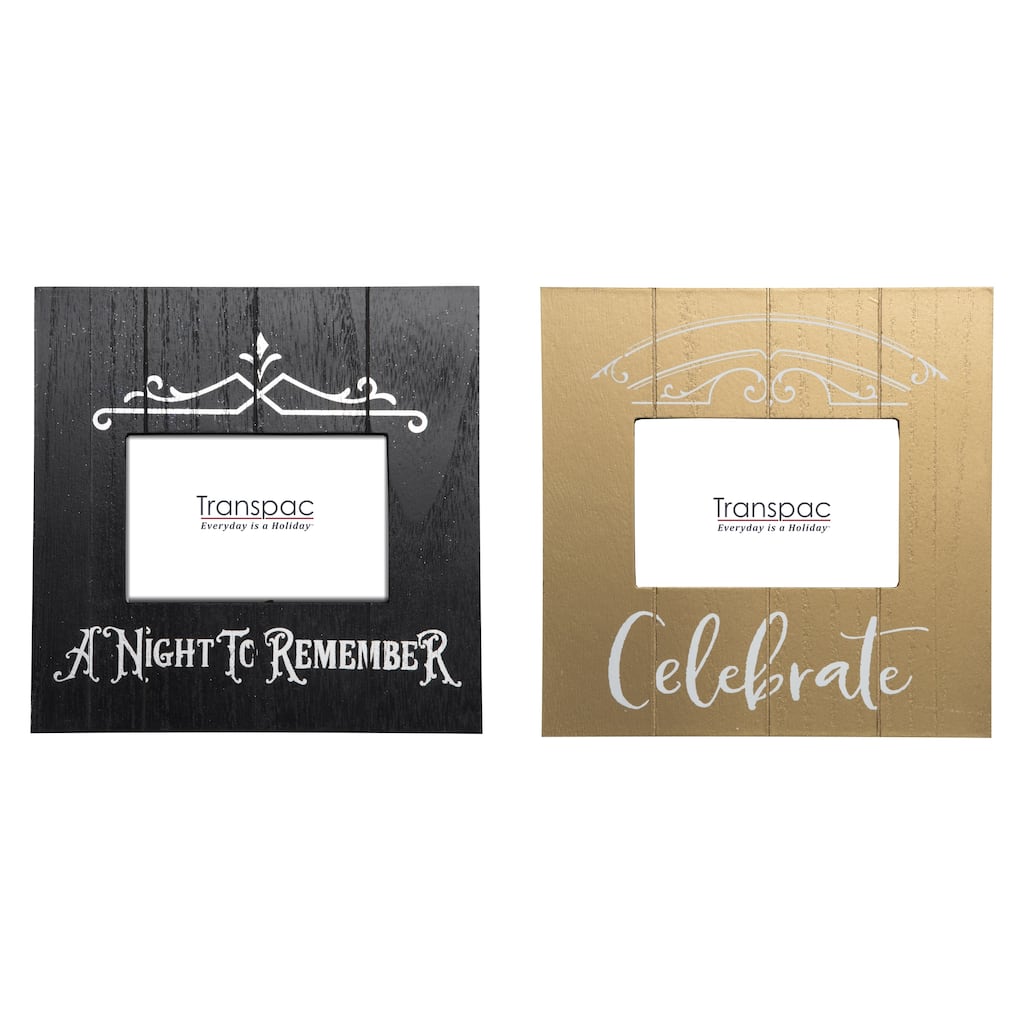 Transpac MDF Celebrate Frame Set of 2 Christmas Home Decorations