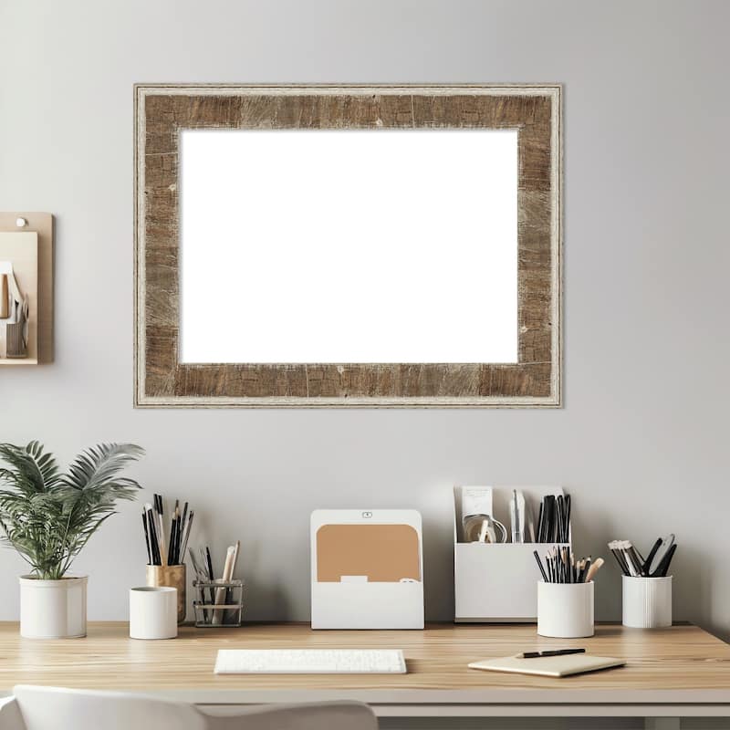 Amanti Art Farmhouse Brown Narrow Framed Dry Erase Magnetic Board