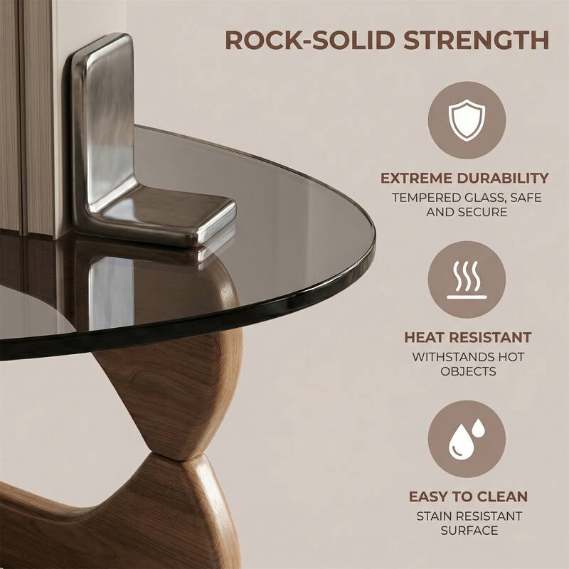 Modern Minimalist Creative Round Side Table - Dual Indoor/Outdoor Use Glass Top with Walnut Legs