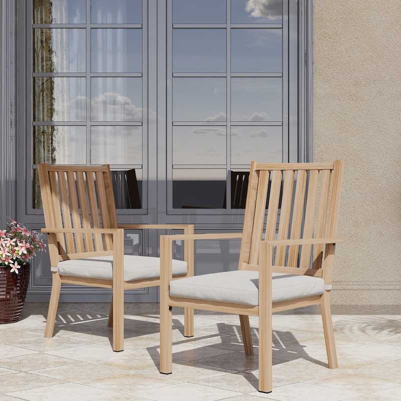 Outdoor Stacking Dining Armchair with Cushion (Set of 4) - Brown