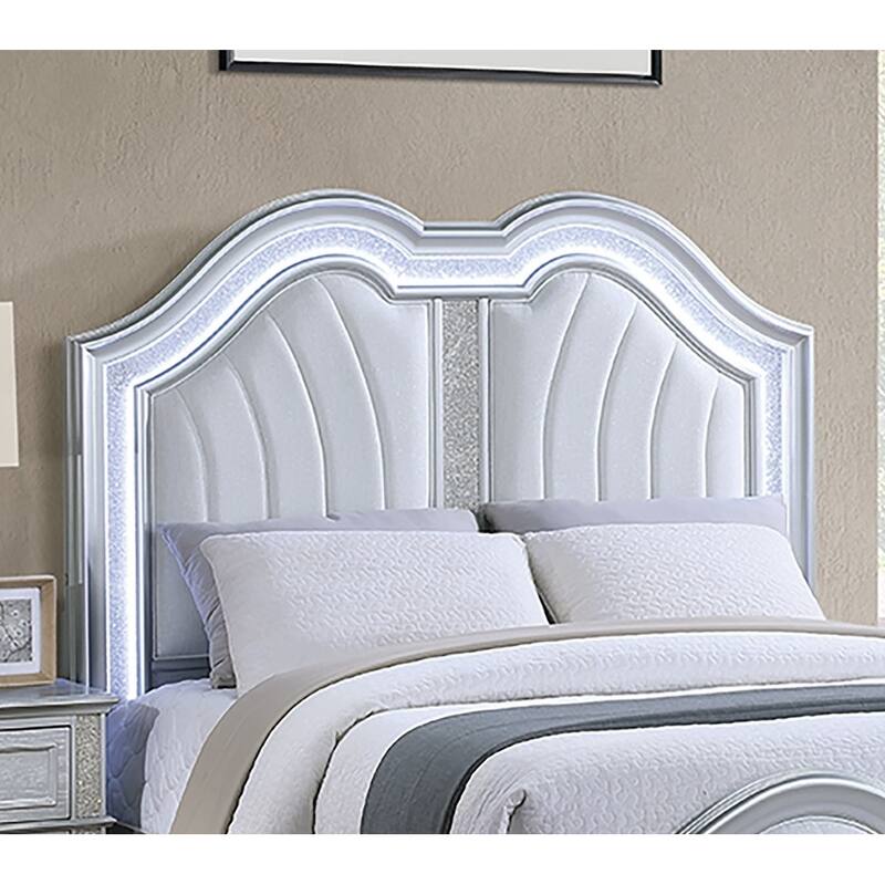 Cotemporary Elegant Look Unique Design Queen Size Bed Gray Finish Built In USB 1pc Bedroom Bed