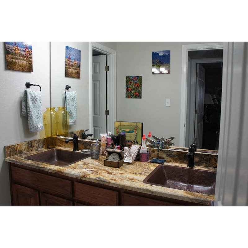 19-in Rectangle Under Counter Hammered Copper Bathroom Sink (LREC19DB)