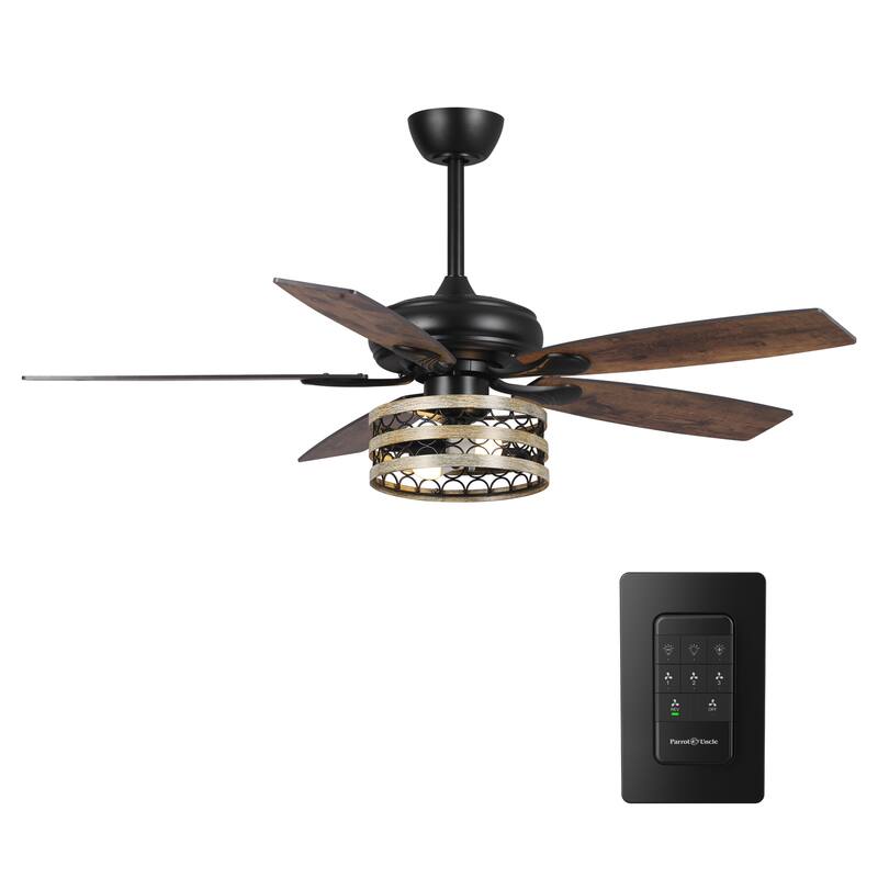 52" Farmhouse Reversible 5-Blade Smart Ceiling Fan with Remote, App Control, Voice Control