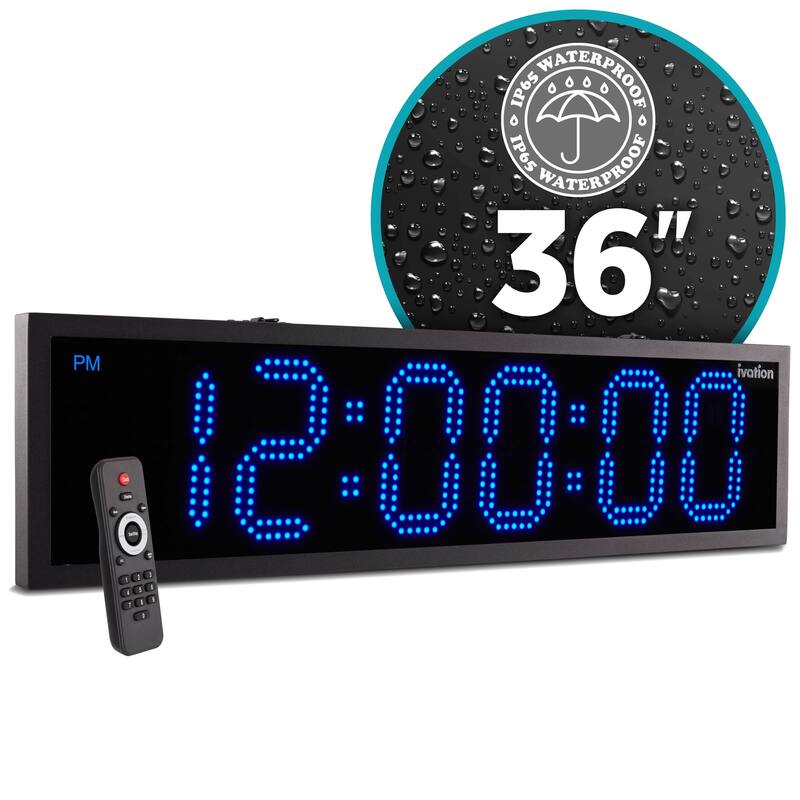 Ivation Large Digital Clock, Led Wall Clock with Stopwatch, Alarms, Timer & Remote, White
