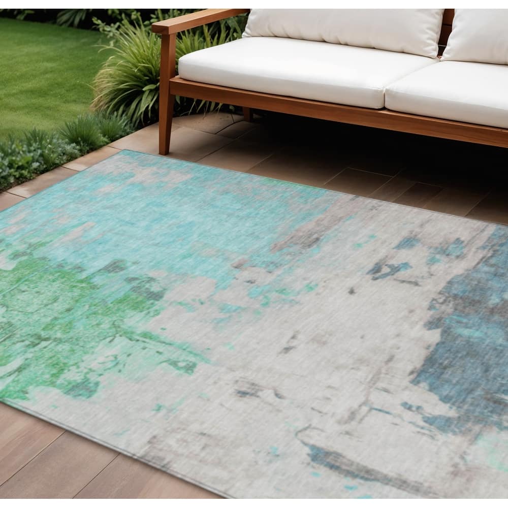 HomeRoots Abstract Transitional Rectangle Outdoor Rug