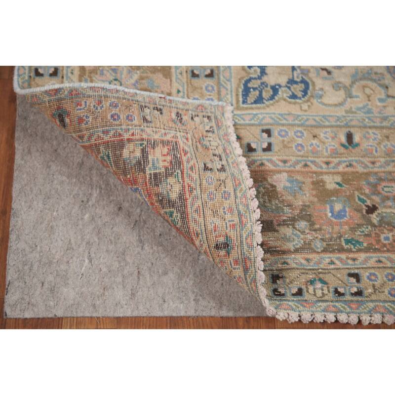 Hand Knotted Oriental 100% Wool Carpet Traditional Floral Coral Mashad Area Rug - 11' 2'' X 7' 11''