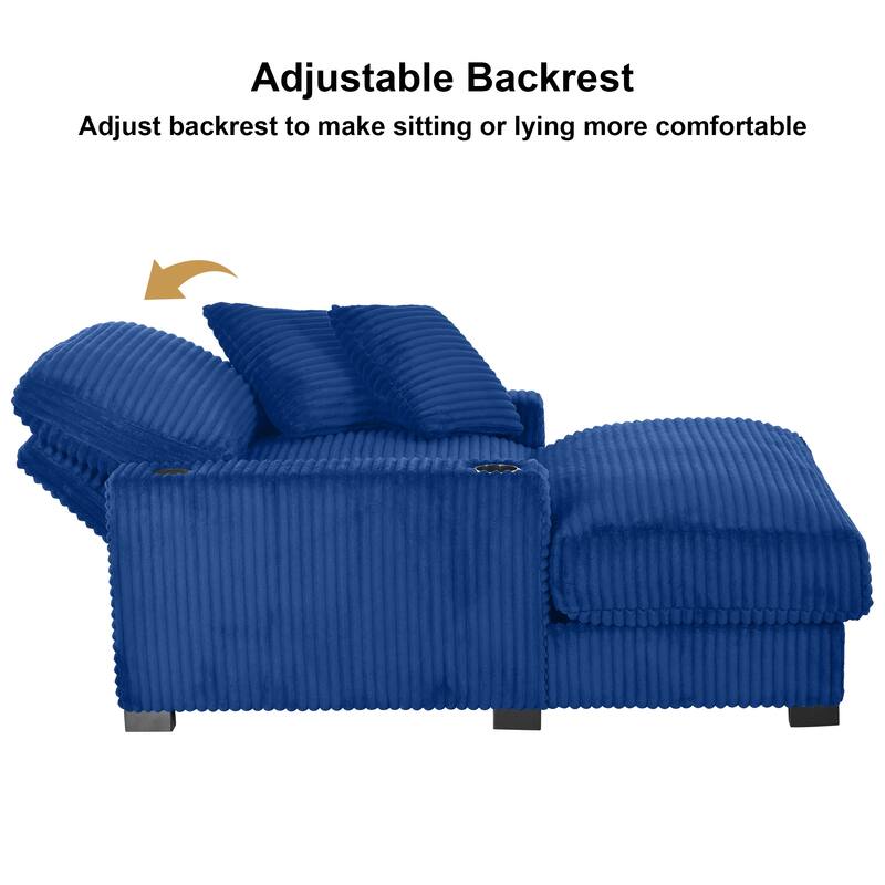 GDFStudio - Polyester 1-Seater 40.9"W Chaise Lounge with Tufted Back and Arm