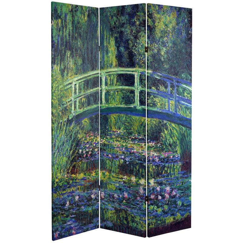 Handmade Canvas 6-foot Water Lily/ Garden Monet Room Divider (China) - 70.8 x 48