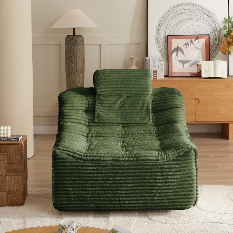 Oversize Swivel Chair Glider Chair with Switchable Head Pillow and Waist Pillow, Soft Plush Lounge Chair Accent Chair - Green