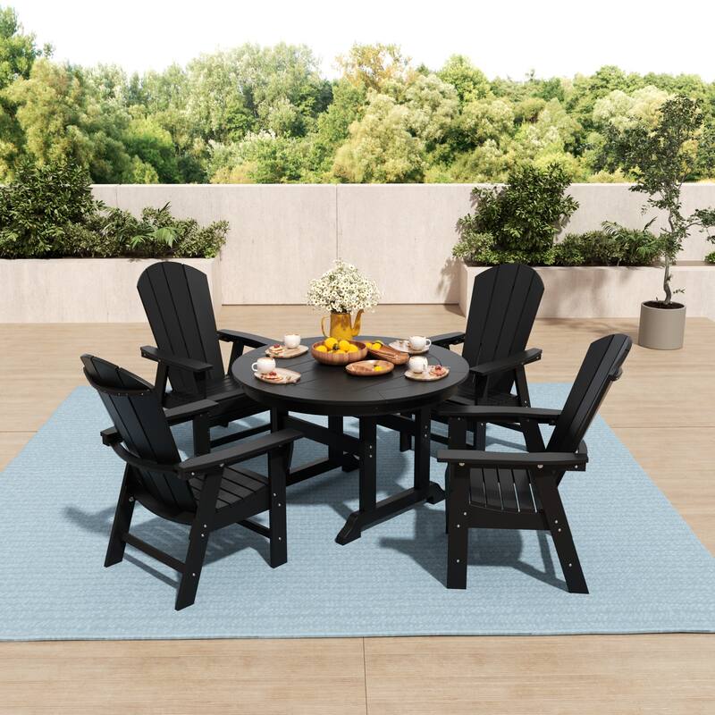 Laguna Hdpe All Weather Outdoor Patio Round Adirondack Dining Chairs Set (5-Piece Set)