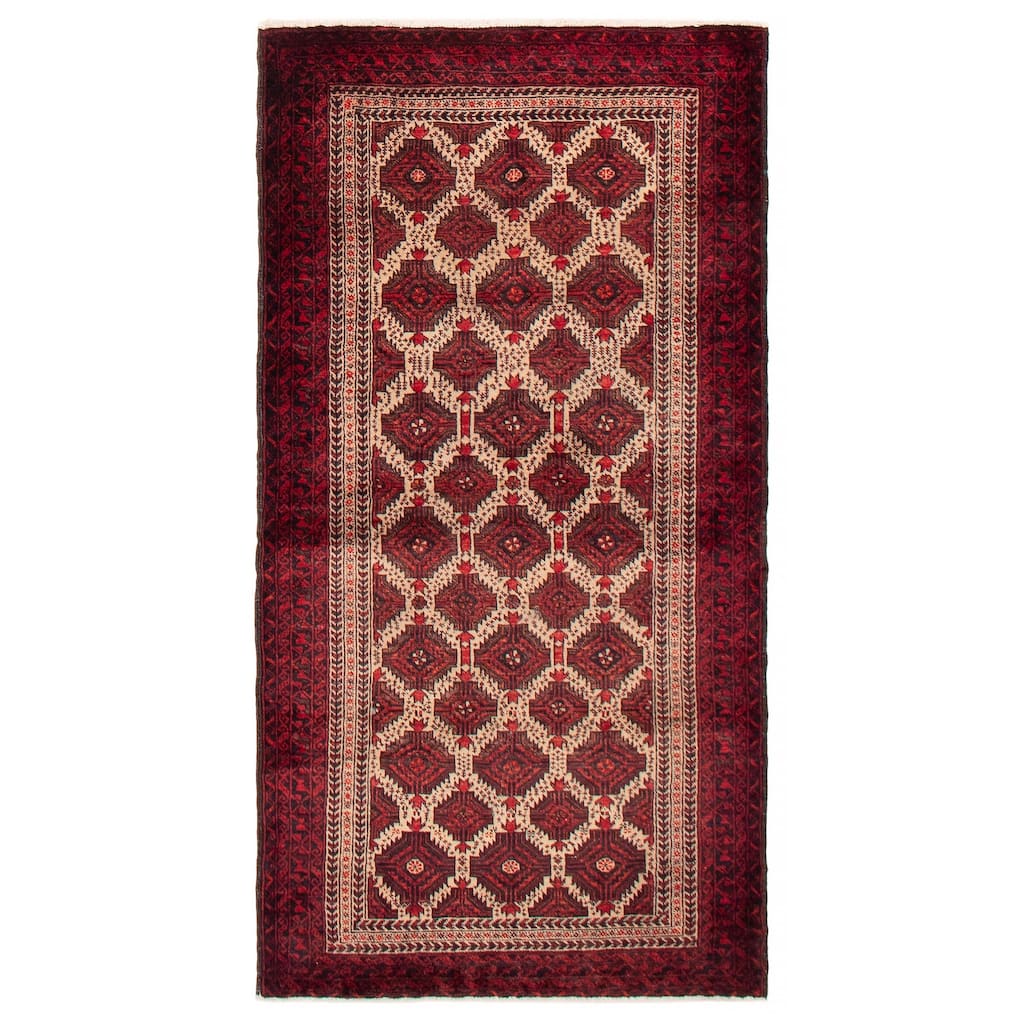 ECARPETGALLERY Hand-knotted Royal Baluch Ivory Wool Rug - 3'6 x 6'7