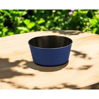 HomeRoots 10" Navy Blue Recycled Plastic Indoor Outdoor Round Pot Planter