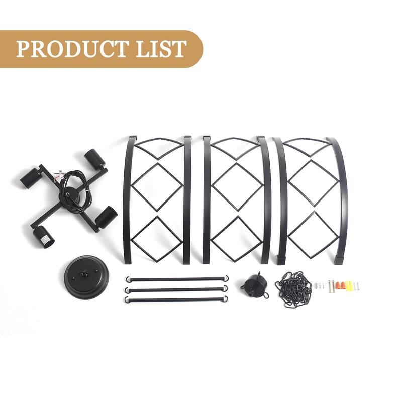 4-Light Circle Hanging Candlestick Linear Foyer Chandelier Lighting Fixture for Dining Room Kitchen Island