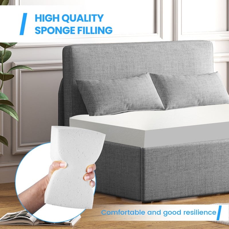 Mixoy Linen 2-in-1 Convertible Sofa Bed,Twin/Queen Pull Out Sleeper Sofa with Mattress,Cushions