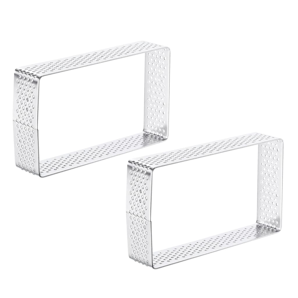 2pcs Stainless Steel Cake Mold Rings 3.8" x 2.2" Rectangular Cake Mousse Ring - Silver