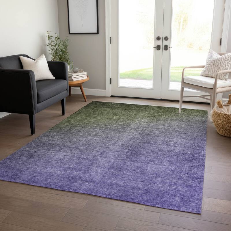 Machine Washable Indoor/ Outdoor Modern Ombre Chantille Rug