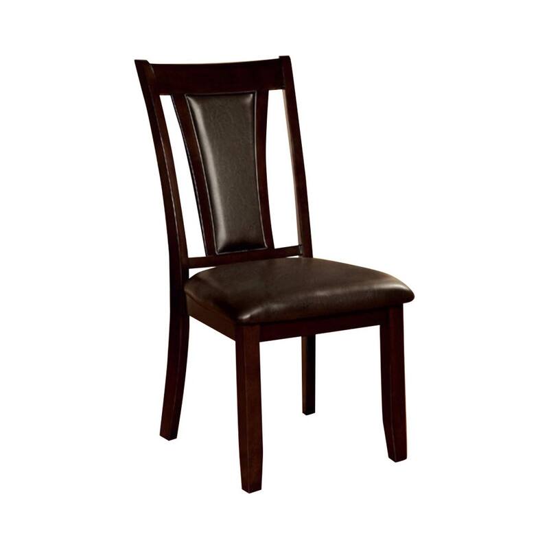 Set of 2 Dark Cherry Wood Side Chairs with Cream Padded Seats - 38.5 H x 19.5 W x 25 L Inches