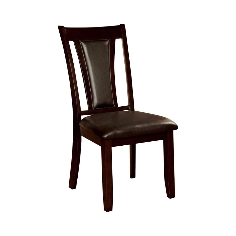 Set of 2 Dark Cherry Wood Side Chairs with Cream Padded Seats - 38.5 H x 19.5 W x 25 L Inches