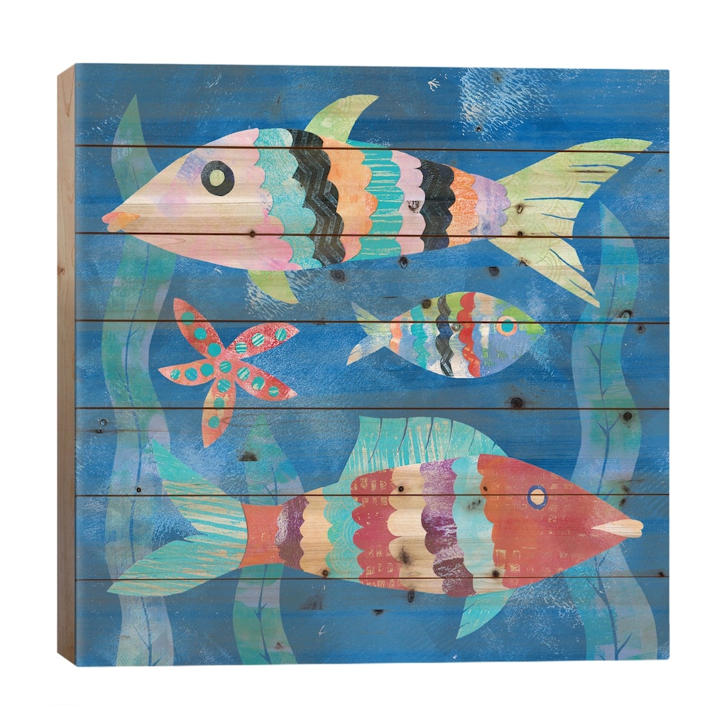 Boho Reef Fish I Print On Wood by Wild Apple Portfolio - Multi-Color
