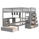 preview thumbnail 4 of 35, Elegant Full Over Twin Bunk Bed with Desk, Drawers and Shelves, Gray