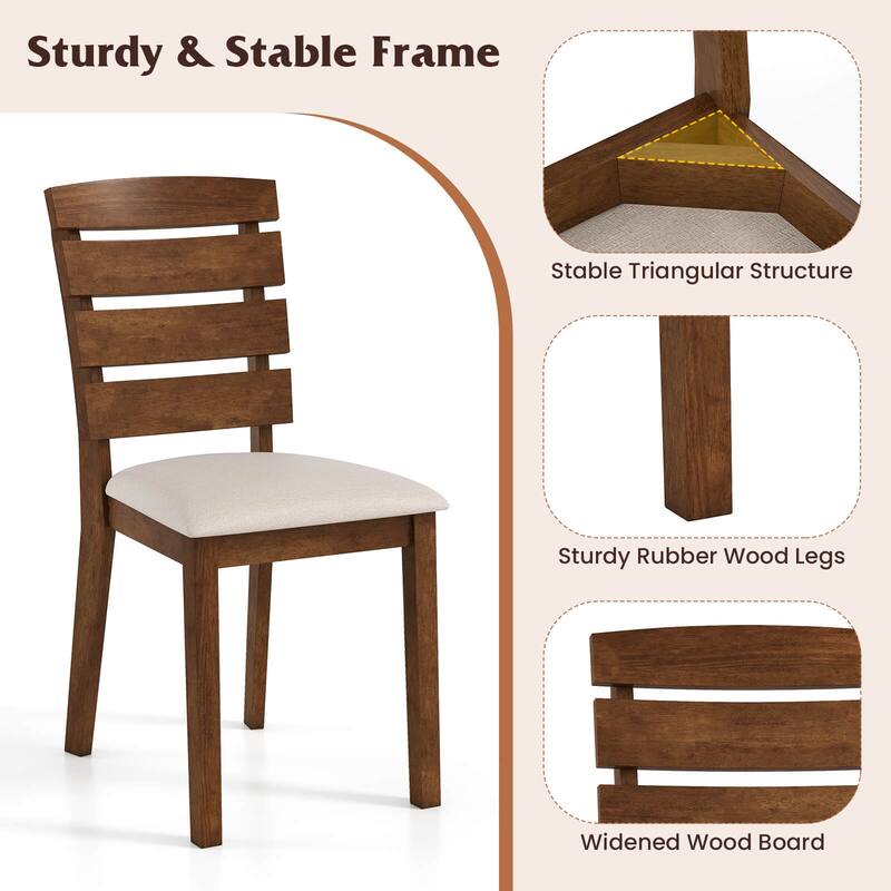 Costway Dining Chair Set of 2/4 Upholstered Kitchen Chair with Slatted