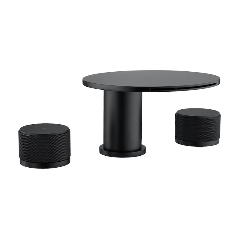 Solid Brass Widespread 2-Handle Waterfall Bathroom Faucet - Matte Black