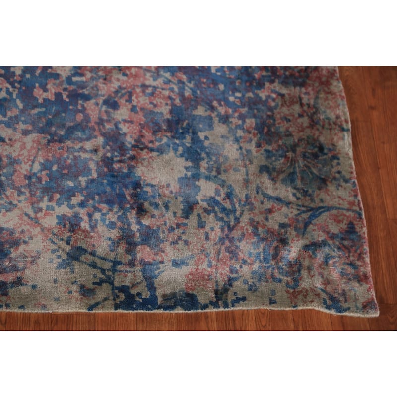 All-Over Floral Abstract Indian Area Rug Handmade Wool Carpet - 6'5"x 9'4"