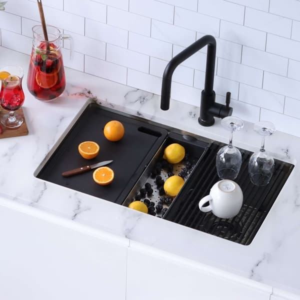 slide 2 of 44, Dual-Mount Stainless Steel Workstation Kitchen Sink built in Accessories