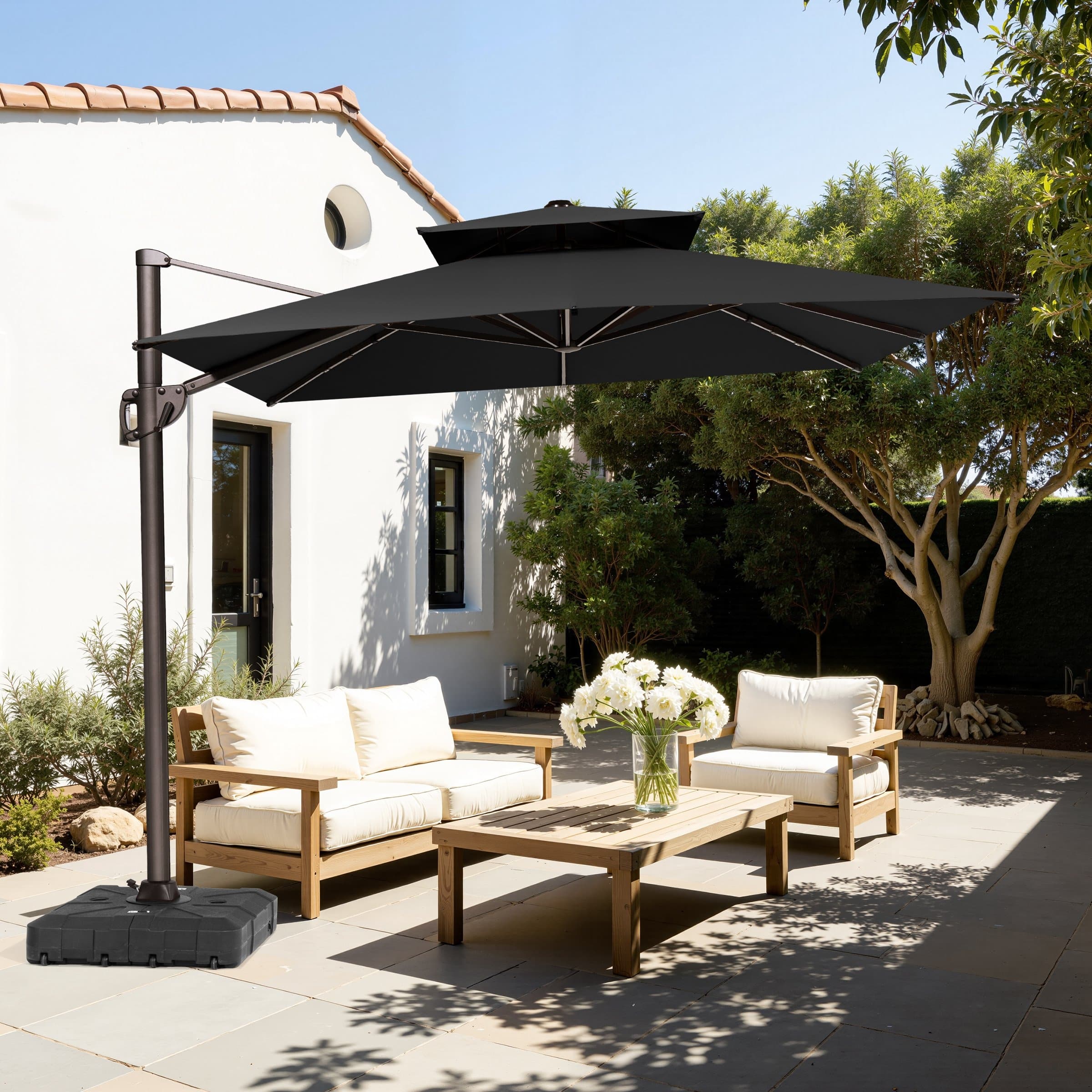 9 foot cantilever patio umbrellas 11 x ft Umbrella with 360 Rotation and Easy Tilt Adjustment-Beige Five Height and 360 Rotation 9 x 11 ft Outdoor