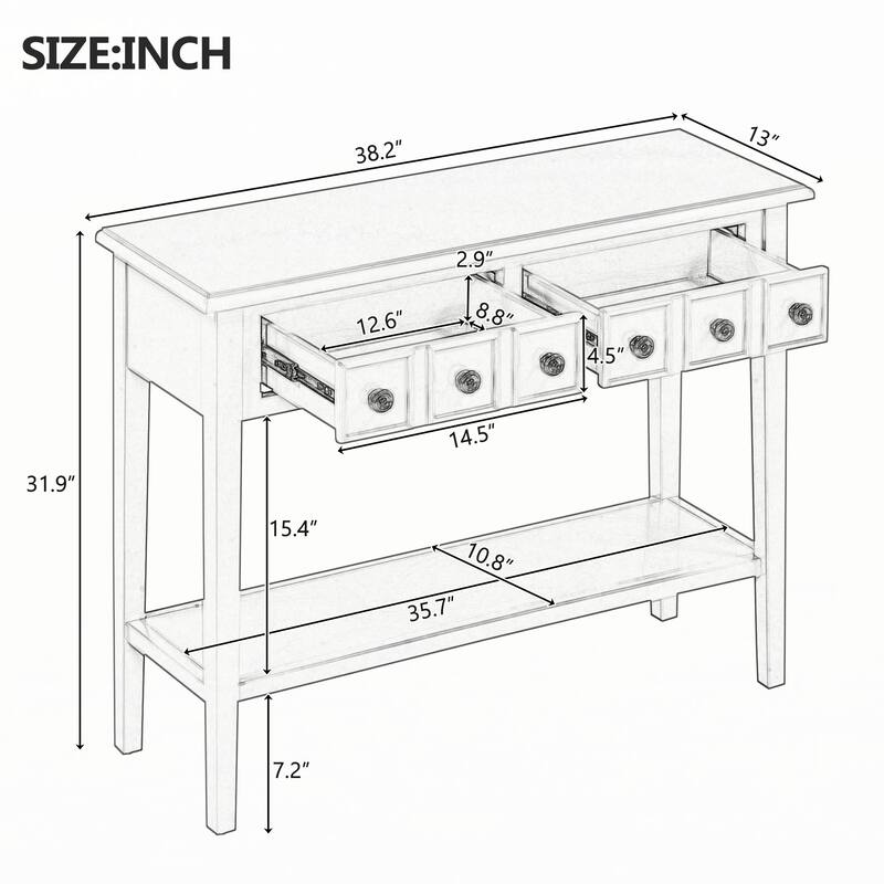 Entryway Table with 2 Drawers(Light Tan)
