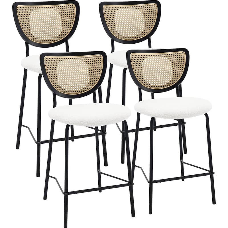 26" Rattan Counter Height Bar Stools Set of 2/3/4 - 37.8"H x 17.7"W x 21.7"D