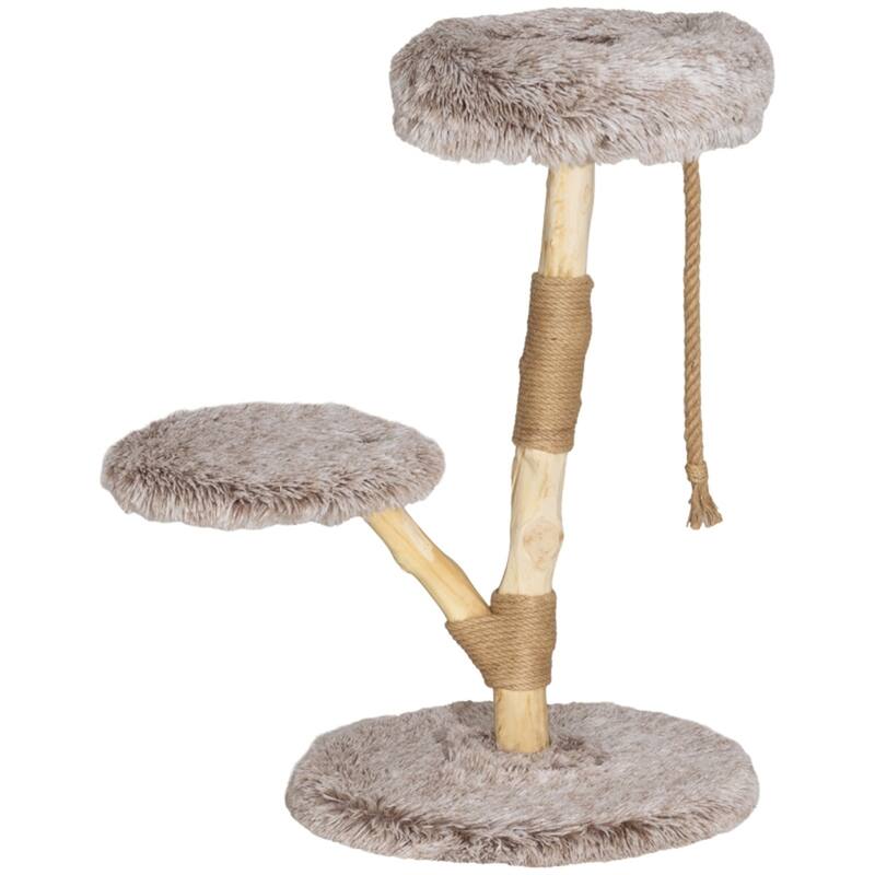 Cat Tree with Jute-Wrapped Scratching Post, Plush Bed & Rope Toy for Active Cats - 19.7" Dia. x 35.4" H