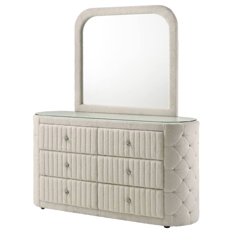 Sonya 6-drawer Upholstered Bedroom Dresser Ivory