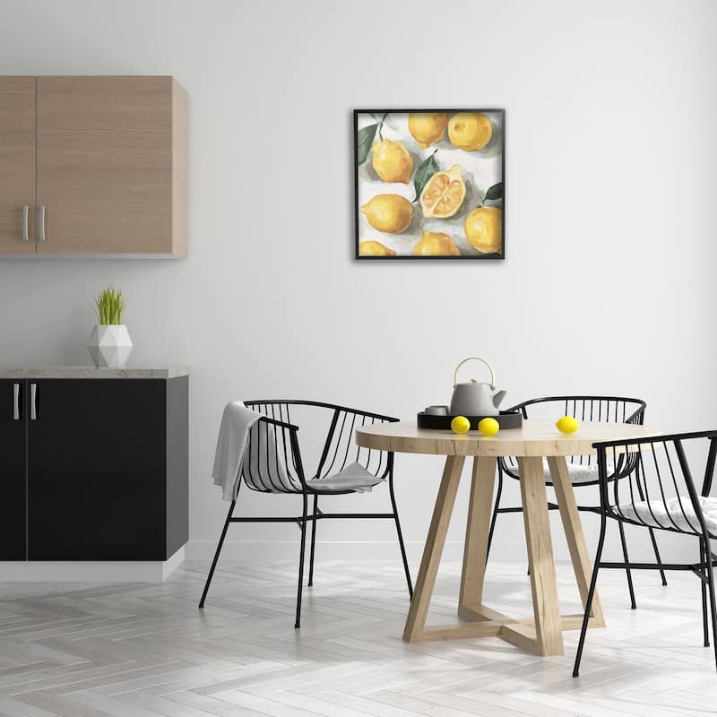 Stupell Soft Yellow Citrus Lemon Pile Over White Framed Wall Art, 12 x 12