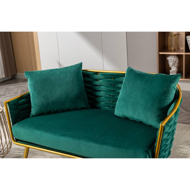 luxhomez Velvet Accent Chair Armsofa Tufted Sofa with Metal Frame for Living Room Bedroom Office Balcony Beige