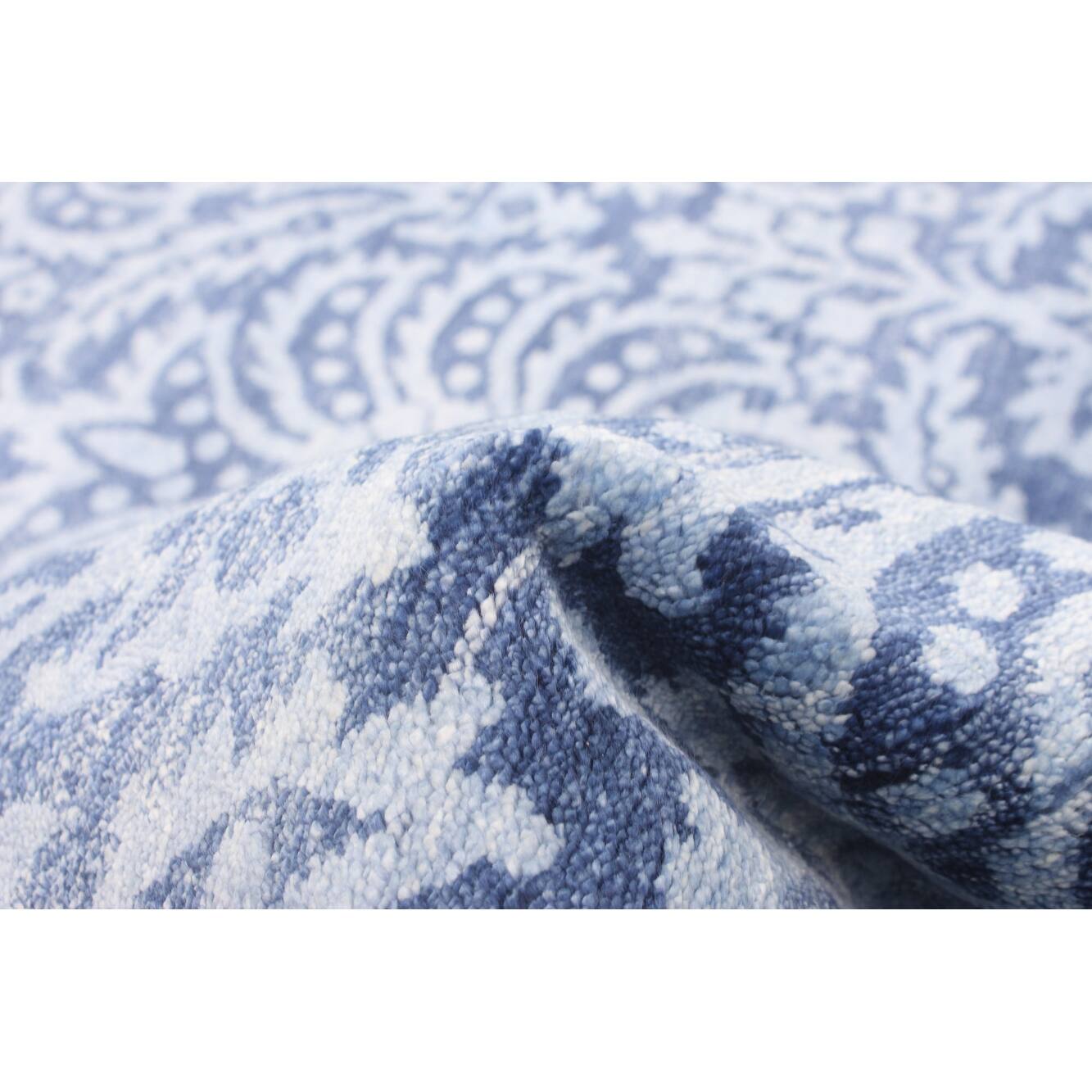 ECARPETGALLERY Handknotted Heritage Navy Blue Silk Rug 5'8 x 7'10