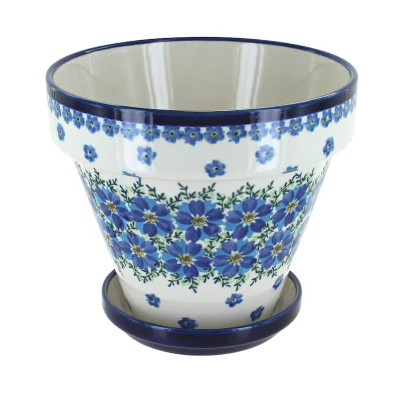 Blue Rose Polish Pottery 891-893 Zaklady Medium Flower Pot