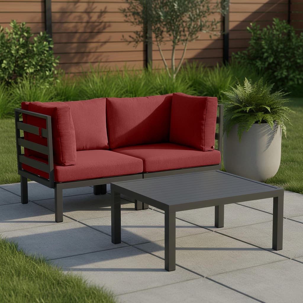 Hamilton Modern 2-Piece Corner Polyester Fabric Upholstered Lounge Chair Loveseat for Patio Garden Porch Backyard