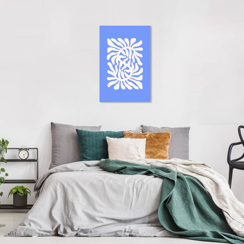 Wynwood Studio Canvas Abstract Cool Fern Blue and Violet Blue Modern & Contemporary Wall Art Canvas Print - 24 x 16