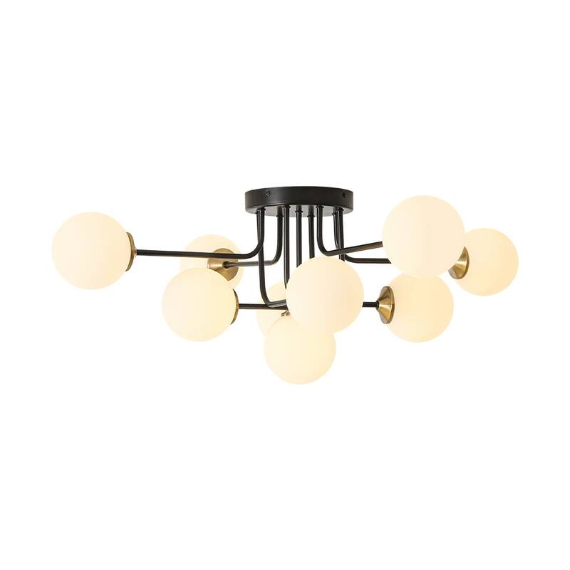 Linear Frosted Glass Globe Sputnik Semi Flush Ceiling Light