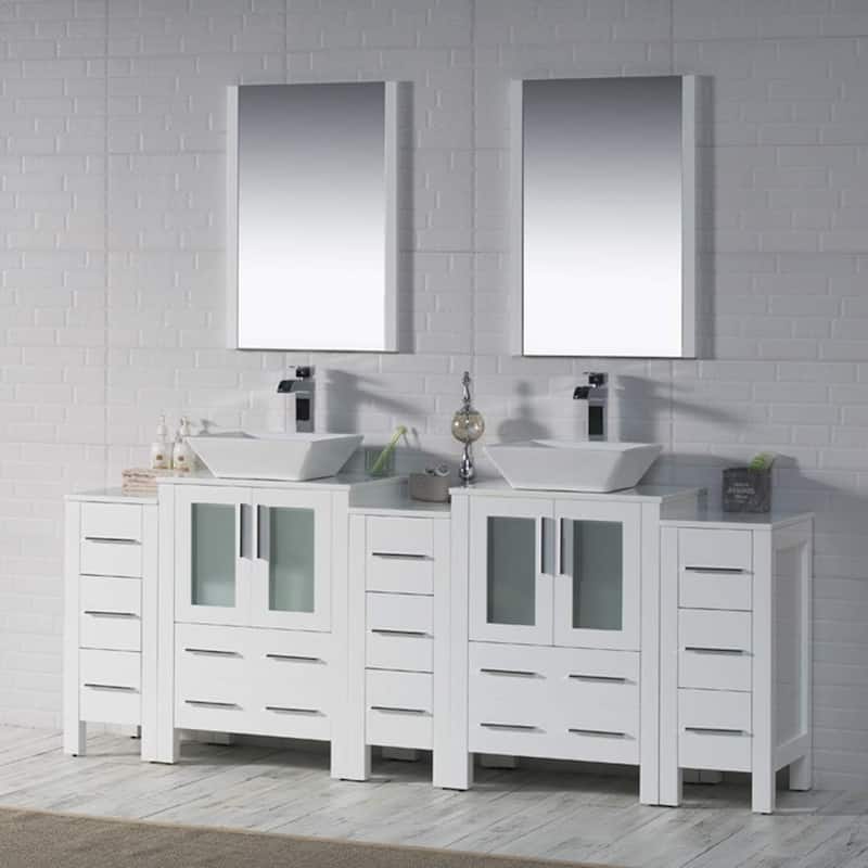 Blossom Sydney 84" Bathroom Double Sink Vanity with Cabinets & Mirrors