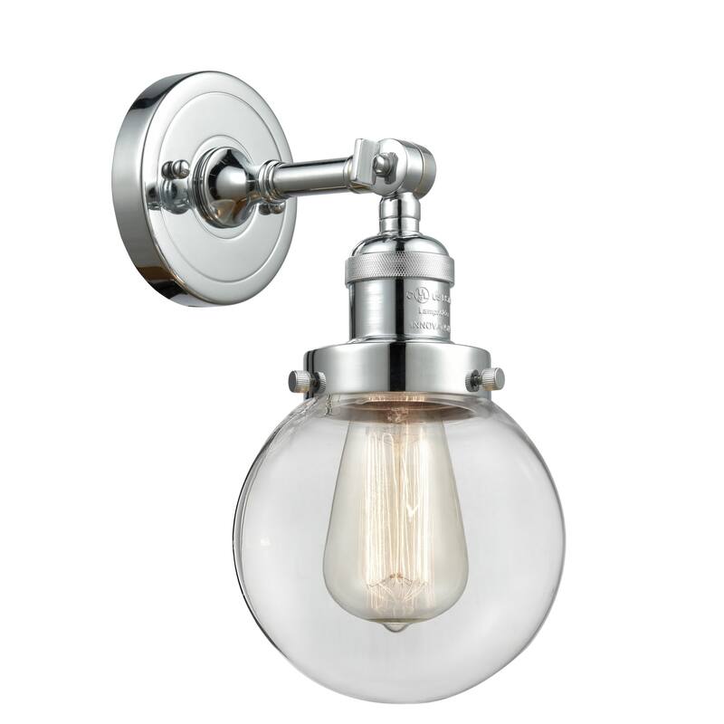 Innovations Lighting Beacon Single Light 12" Tall Bathroom Sconce with - Polished Chrome / Clear