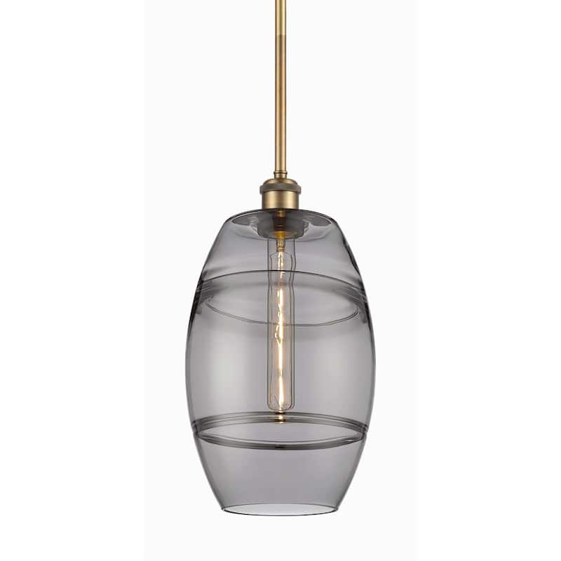 Innovations Lighting 516-1S-10-8 Vaz Pendant Vaz 8" Wide Mini Pendant - Brushed Brass / Light Smoke