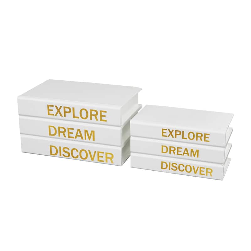 Black or White Canvas Box with White or Gold Explore, Dream, Discover Text (Set of 2)