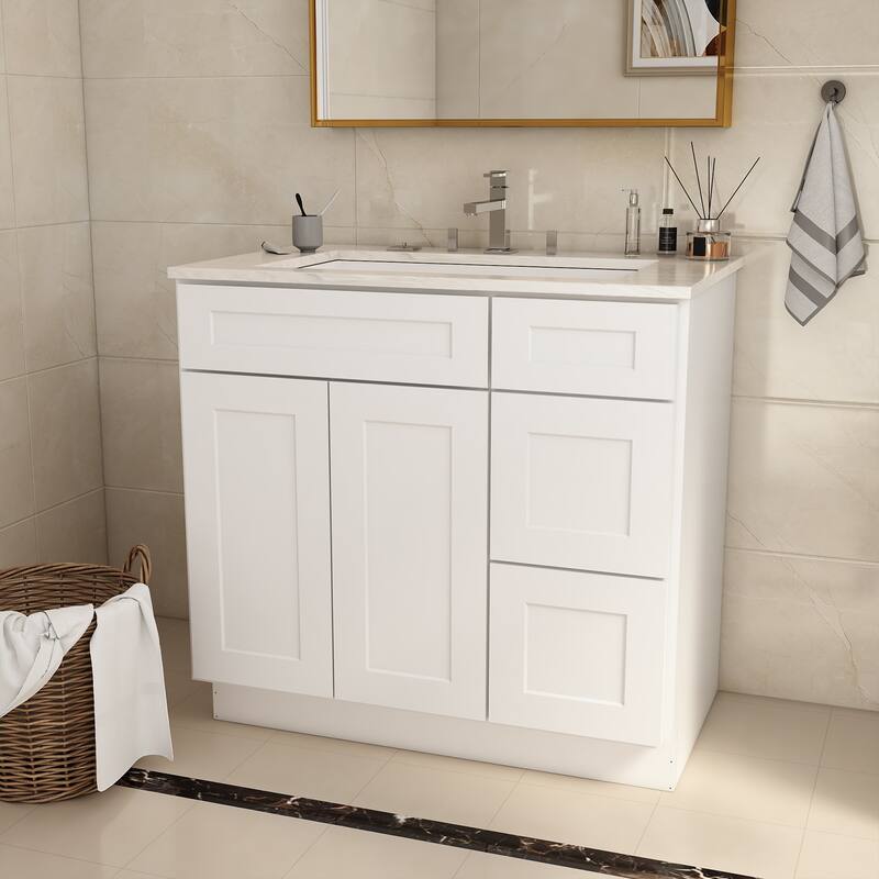 New Floor-Standing Bathroom Wooden Vanity Cabinet with Right Door