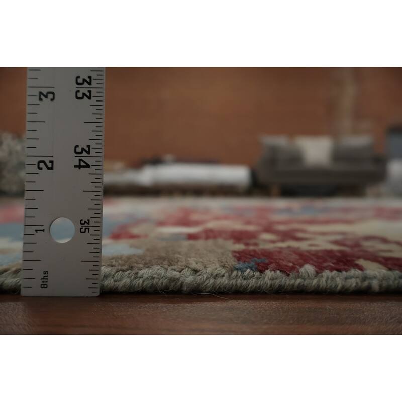 Hand Knotted Oriental Silk Carpet Modern Abstract Navy Blue & Blues Contemporary Area Rug - 10' 2'' X 8' 1''