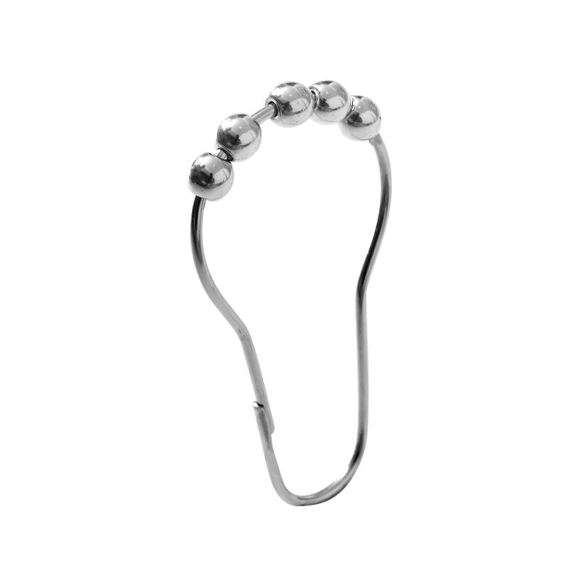 Lush Decor Rust Resistant Double Glide Metal Shower Curtain Hook Rings Silver 12Piece Set