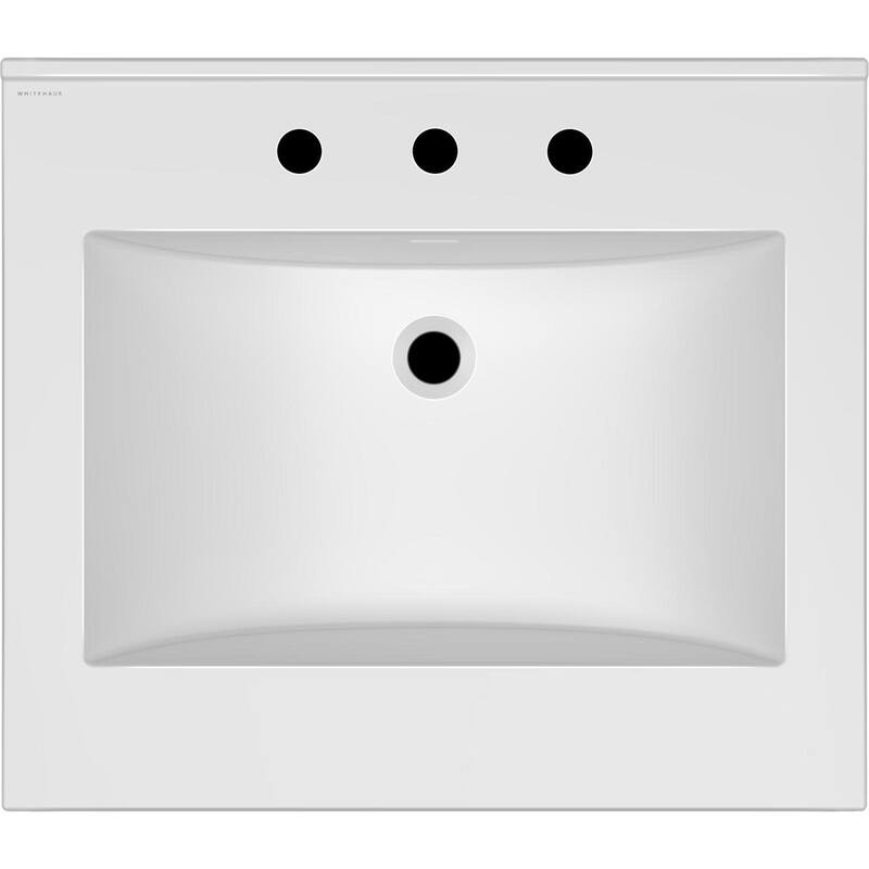 Whitehaus WHCS2522-3H 25" Rectangular Vitreous China Drop In Bathroom